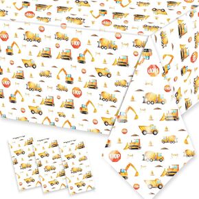 3 قطع مفارش طاولة البناء - لوازم حفلات أعياد الميلاد، شاحنة قلابة، أغطية طاولات بلاستيكية مستطيلة للاستعمال مرة واحدة لحفلات أعياد الميلاد للأولاد in Kuwait