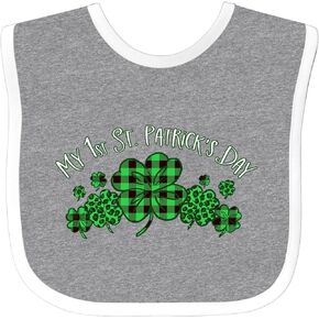 inktastic My 1st St. Patrick's Day with Plaid Shamrocks Baby Bib