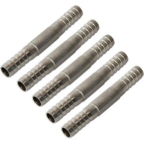 5pcs 1/4" to 1/4" Stainless Steel Barb Hose Splicer/Adapter/Connector (3)