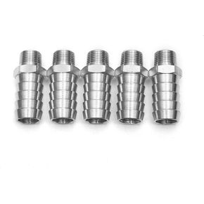 LTWFITTING Bar Production Stainless Steel 316 Barb Fitting Coupler/Connector 3/4" Hose ID x 3/8" Male NPT Air Fuel Water (Pack of 5)