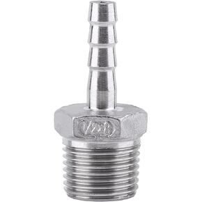 Hose Barb Fitting, BSP 1/8" 3/4" Stainless Steel SS304 Barb Hose Connector Compression Hose Fittings Industrial Hose Barb to Pipe Fittings Connect(1/2"x8mm)