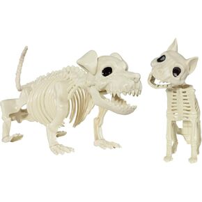 هيكل عظمي للكلب والقط، قطعتان من عظام الهيكل العظمي لحيوانات الهالوين البلاستيكية للمناسبات الداخلية/الخارجية للهالوين، ديكور حفلات مشهد مخيف in Kuwait