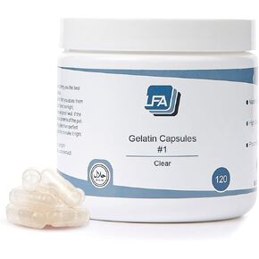 Capsules Size 1 - Clear Gelatin - 500 Count - Pill Capsules Empty Fits Capsule Filling Tray - Joined Beef Gel Caps Easy Snap for DIY Powder Supplement Pills - Certified Halal