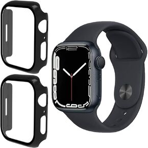 Screen Protector for Apple Watch Series 8 41mm/Series 7 41mm, Hard PC case for Apple Watch Series 8/Series 7 Accessories, [2 Pack] Black