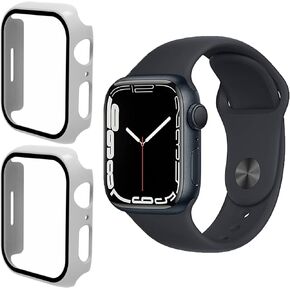 واقي شاشة لساعة Apple Series 8 41 ملم/السلسلة 7 41 ملم، حافظة صلبة من البولي كربونات لملحقات ساعة Apple Series 8/السلسلة 7، [عبوة من قطعتين] أسود