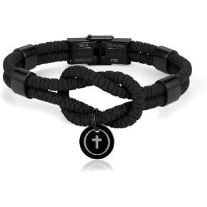 Silicone Religious Cross Braided Rope Bracelet for Men-Waterproof Men's Rubber Christian Bracelet Jewelry Gifts for Teen Boys Girls