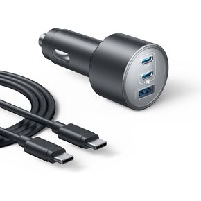 Anker USB-C Car Charger, 167.5W Max 3-Port Ultra-Compact Type-C Fast Car Charger, for MacBook Pro/Air, iPhone 15/14 / 13 Series, Samsung S24 / S23, iPad Pro, AirPods, and More