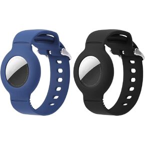 AMIR AirTag Wristband Kids(2 Pack) - Soft Silicone Air tag Bracelet for Kids - Adjustable Anti Lost Watch Band Compatible with Apple Air tag for Toddler Child