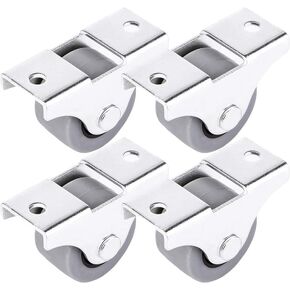 (Pack of 8) 25 mm / 1"" Rubber Wheels Set, Plastic Swivel Double Castors, Metal with Plate, for Furniture & Appliances, Small Mini Castors (8)