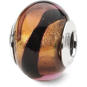 The Black Bow Copper/Black Italian Murano Glass & Sterling Silver Bead Charm, 14mm