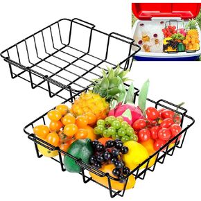 2 Pack Summer Cooler Basket Cooler Wire Basket for Double Storage Black Cooler Rack Dry Goods Basket, Cooler Not Included