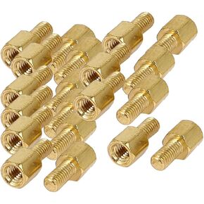 uxcell M3 x 5mm + 6mm Motherboard Standoffs Male to Female Thread Brass Hexagon Hex Standoff Spacer Screws - (20 Pcs)