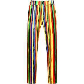 Lars Amadeus Striped Dress Pants for Men's Flat Front Color Block Big and Tall Trousers