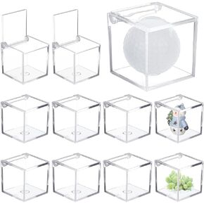 CHGCRAFT 12Pcs Acrylic Single Ball Display Case Transparent Holder with Flip Cover Cube Display Box for Ball Collectibles, Inner Size 44x44mm