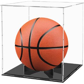 Clear Acrylic Basketball Display Case Full Size Basketball Case Display, Large Basketball Ball Display Stand Showcase for Collectibles Sports Ball Soccer Memorabilia Box Basketball Holder Display