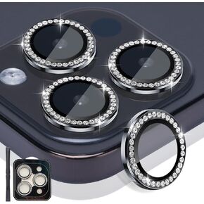 Camera Lens Protector for iPhone 14 Pro & iPhone 14 Pro Max, Tempered Glass Lens Protector Aluminum Alloy Ring Camera Cover Fits for iPhone 14 Pro/iPhone 14 Pro Max (Black)