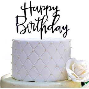 Happy Birthday Cake Topper for Birthday Party Decorations, Mirror Rose Gold Acrylic