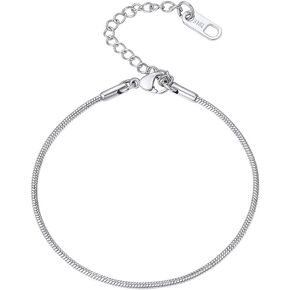 PROSTEEL 316L Stainless Steel Snake Chain, Black/18K Gold Plated, 1.5mm Snake Chain Bracelet, DIY Charms Chain, Personalized Gift, 6.3''+2'' extending chain(Gift Wrapped)