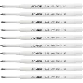 ADMOK 0.5mm Replaceable G2 Standard Pen Refills for BEILUNER Luxury Pens (10pcs)，Smooth and Clean Writing， - Black Ink