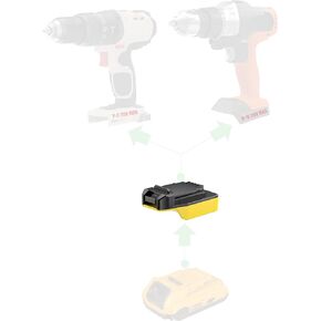 Dual-Tool Battery Adapter Upgraded for Black and Decker 20v MAX (Not 18v) Tools or for Porter Cable 20v MAX (Not 18v) Tools - Compatible with DeWalt 20v MAX Battery Power - 1 Adapter Only
