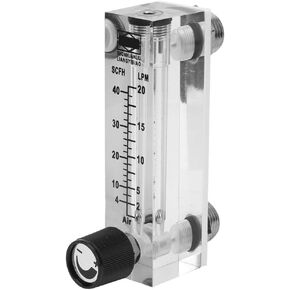 Flow Meter, LZM-6T Panel Type Rotor Adjustable Knob 2-20LPM/4-40SCFH Measurement Range Gas Flow Meter Flowmeter Brass Female BSP1/4 for Measuring Controlling Gas Flow