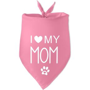 I Love My Mom Dog Bandana Dog Mom Gifts Best Dog Mom Pink Dog Bandana Pet Scarf Triangle Dog Scarf Decorations Photo Prop Accessories for Dog Lovers Owner Gift