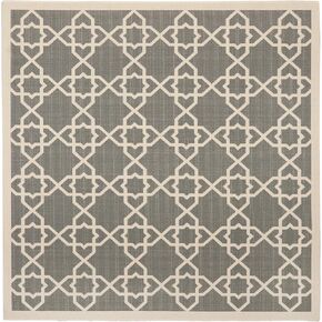 SAFAVIEH Courtyard Collection Area Rug - 6'7" Square, Grey & Beige, Non-Shedding & Easy Care, Indoor/Outdoor & Washable-Ideal for Patio, Backyard, Mudroom (CY6032-246)
