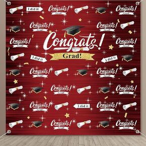 2024 Graduation Photography Backdrop Graduation Party Decorations Fabric Congratulate Grad Backdrop Graduation Celebration Background Banner for Prom Party 70.9 x 70.9 Inch