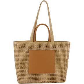Women Straw Bag Summer Beach Tote Handbag Woven Shoulder Purse Large Rattan Shoulder Bag for Vacation