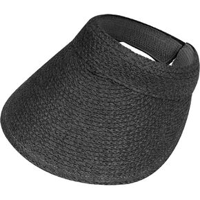 Women Straw Sun Visor Hat Wide Brim Summer UV Protection Fashionable Ponytail Caps Packable Beach Match Hat