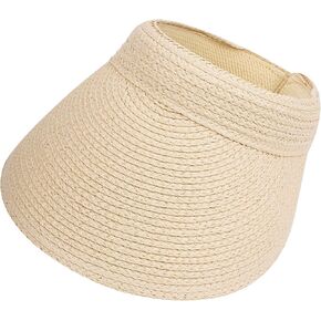 Women Straw Sun Visor Hat Wide Brim Summer UV Protection Fashionable Ponytail Caps Packable Beach Match Hat in Kuwait