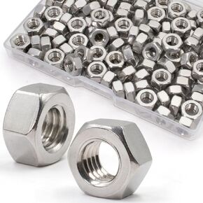 ZQZ 405 Pcs SAE Hex Nuts Assortment Kit #2-56#4-40#6-32#8-32#10-24#10-32#12-24 1/4"-20 5/16"-18 3/8"-16 7/16"-14 1/2"-13 Stainless Hex Nuts Set