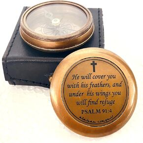 Religious Gifts - Engraved God Compass Inspirational Christian Gifts for Men Catholic, Communion Baptism Gifts Boys Girls Kids, Graduation Gift, Sentimental Gifts Woman (Holy Cross God's Blessings)