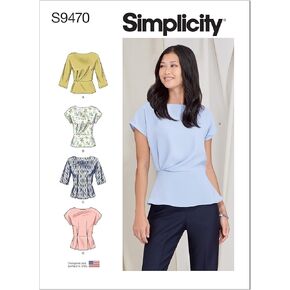 Simplicity Misses' Top Sewing Pattern Kit, Code S9470, Sizes 14-16-18-20-22, Multicolor