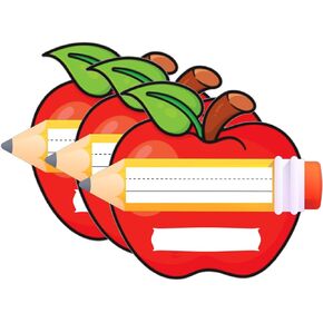 Name Tags Sticker Labels for Kids 4 Inch Name Tags for Back to School Student Name Plates Tags for Classroom Cute Apple Blank Labels Teacher Classroom Supplies,30 Pcs