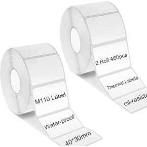 M110 Thermal Labels, 1.57''x1.18'' (40x30mm) Thermal Sticker Labels,460pcs Label Paper, Multi-Purpose Square Self-Adhesive Lable Compatible with M110/M221/M220/M120/M200 Address Labels (2 Rolls)