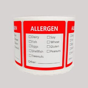 Fluorescent Red Allergen Warning Stickers Labels - 1.8 X 2 Inch Food Rotation Labels Removable Allergen Warning Label 500 Adhesive Allergy Stickers