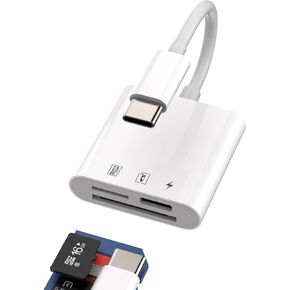 SD Card Reader for Apple iPhone 15 Pro Max Plus(3in1)USB C Charging Cable Accessories Camera Micro TF Memory Dongle Type C Thunderbolt 3 4 Multiport Charger Adapter Compatible for Samsung Ipad Pro Air