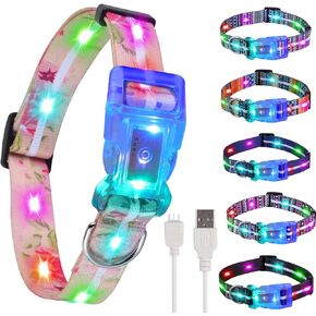2 Pack Light Up Dog Collars,LED Dog Collar Rechargeable Waterproof,Buckle Glow Collar for Medium Large Dogs-ML(Neck:14.17-24.8")
