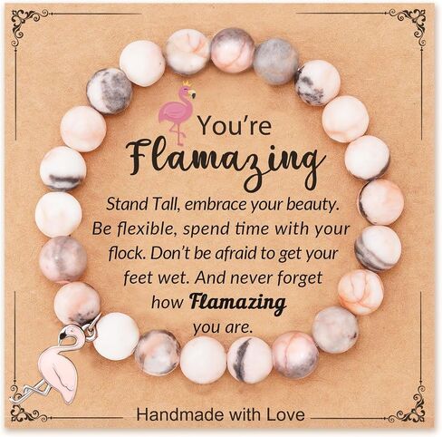 COLORFUL BLING Healing Crystal Beaded Stretch Bracelet Never Forget How Flamazing You Are Flamingo Bracelet Gifts Natural Stone Inspirational Bracelet for Women Girls in Saudi Arabia