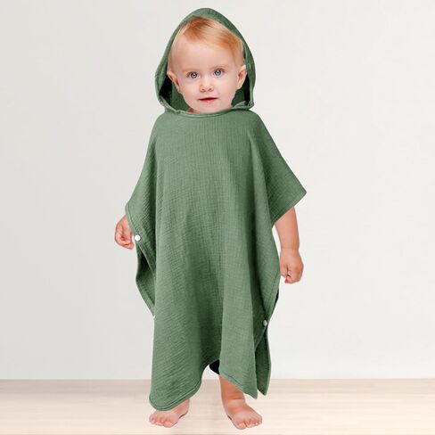 مناشف أطفال بغطاء للرأس من Hooyax Muslin لحديثي الولادة، مناشف حمام أطفال فائقة النعومة ماصة، مناشف كبيرة بسمك 60.96 × 60.96 سم للأطفال الصغار مع غطاء للرأس للأطفال الرضع والأطفال، أساسية لحديثي الولادة (أخضر) in Kuwait