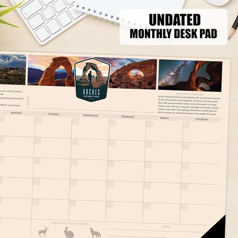 Willow Creek Press National Park Undated 17" x 12" Monthly Desk Calendar, Deskpad or Wall Calendar in Saudi Arabia