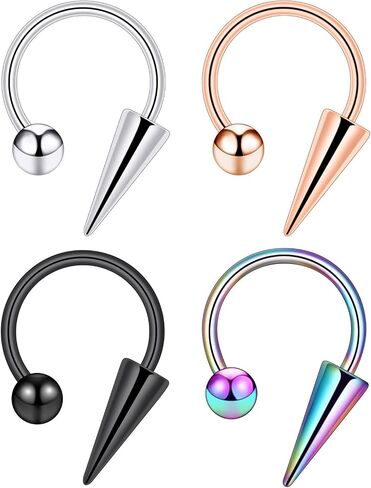 Oyaface 16G Lip Ring Stainless Steel Monroe Labret Lippy Loop U Shape Rings Piercing Jewelry Black Gold Rainbow Silver in Saudi Arabia