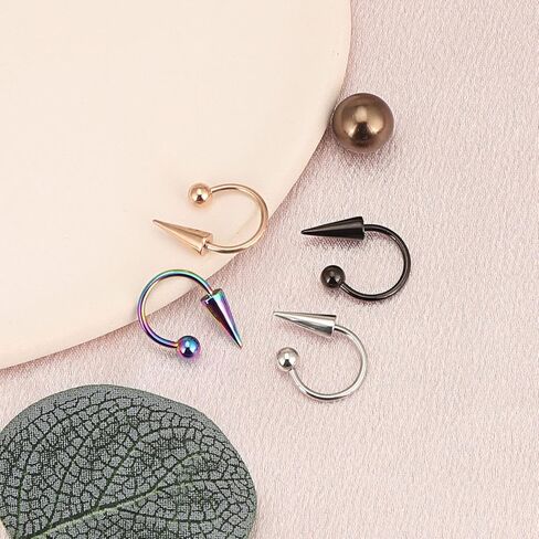 Oyaface 16G Lip Ring Stainless Steel Monroe Labret Lippy Loop U Shape Rings Piercing Jewelry Black Gold Rainbow Silver in Saudi Arabia