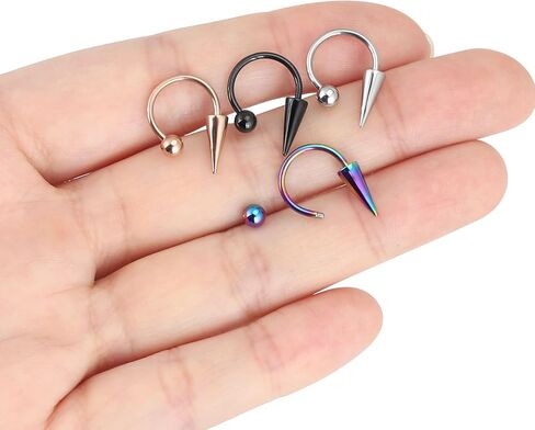 Oyaface 16G Lip Ring Stainless Steel Monroe Labret Lippy Loop U Shape Rings Piercing Jewelry Black Gold Rainbow Silver in Saudi Arabia