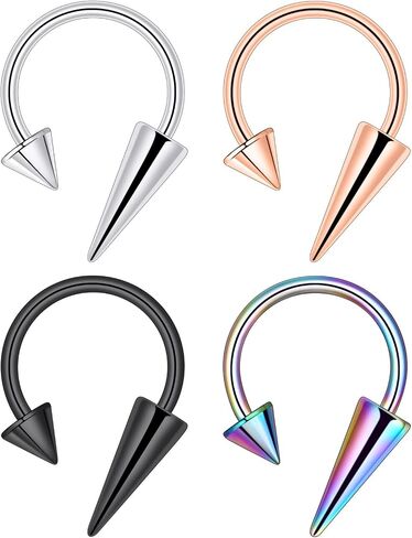 Oyaface 16G Lip Ring Stainless Steel Monroe Labret Lippy Loop U Shape Rings Piercing Jewelry Black Gold Rainbow Silver in Saudi Arabia