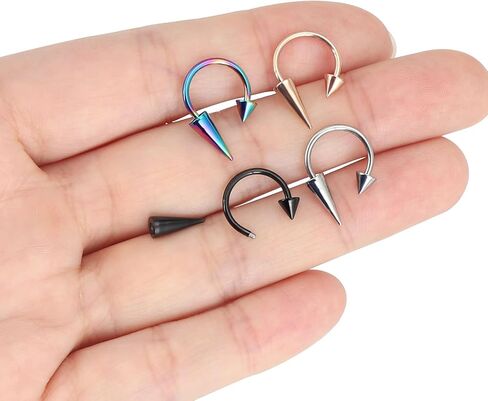 Oyaface 16G Lip Ring Stainless Steel Monroe Labret Lippy Loop U Shape Rings Piercing Jewelry Black Gold Rainbow Silver in Saudi Arabia
