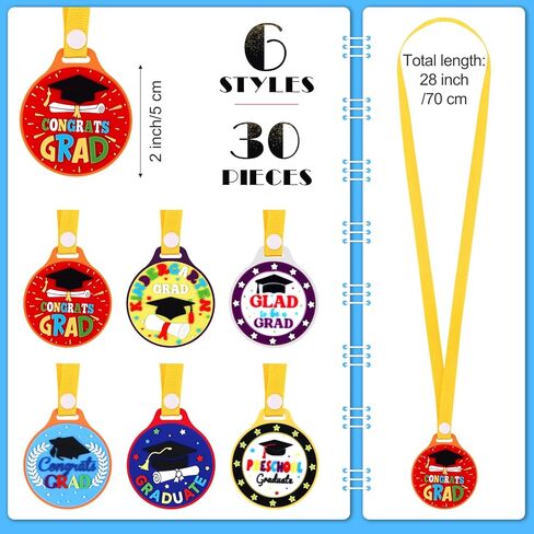 مجموعة هدايا حفلات التخرج من HOBBY HORSE مكونة من 120 قطعة تتضمن 30 ميدالية جائزة و30 سوارًا لتهنئة التخرج لرياض الأطفال و30 شارة و30 ملصقًا لحشو حقائب الهدايا الجيدة وهدايا حفلات ما قبل المدرسة in Kuwait