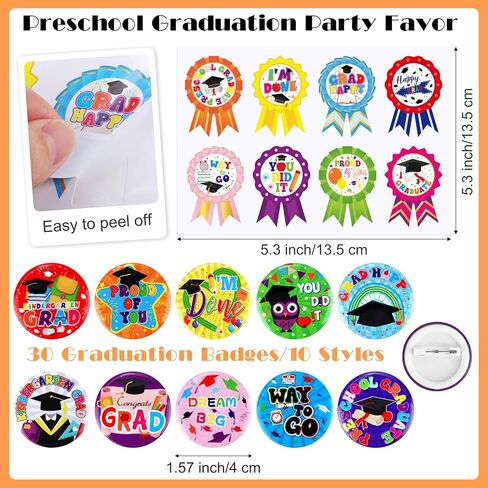 مجموعة هدايا حفلات التخرج من HOBBY HORSE مكونة من 120 قطعة تتضمن 30 ميدالية جائزة و30 سوارًا لتهنئة التخرج لرياض الأطفال و30 شارة و30 ملصقًا لحشو حقائب الهدايا الجيدة وهدايا حفلات ما قبل المدرسة in Kuwait