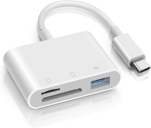 قارئ بطاقة SD USB C لجهاز iPhone 15 iPad Mac 3 في 1 محول بطاقة كاميرا USB-C مع فتحات مزدوجة ومنفذ USB لأجهزة Mac MacBook Pro/Air/Mini Android المحمول المزيد من أجهزة USBC Typec in Kuwait